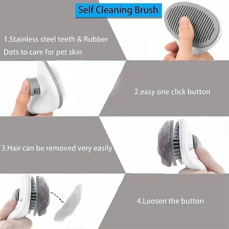 PawVoyage Self-Cleaning Grooming Brush